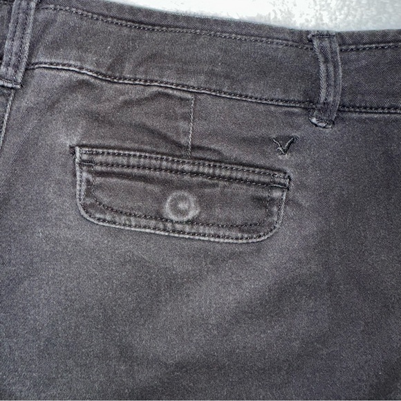 American Eagle Y2K Washed Black Low Rise Micro Shorts Sz 4 Pockets Mini Stretch - Picture 4 of 11